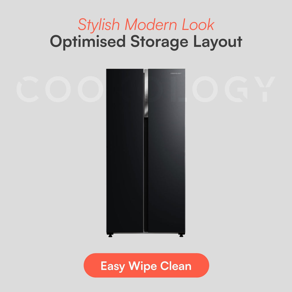Cookology CSBS460BK 177.5cm Freestanding American Side-by-Side Fridge Freezer in Black