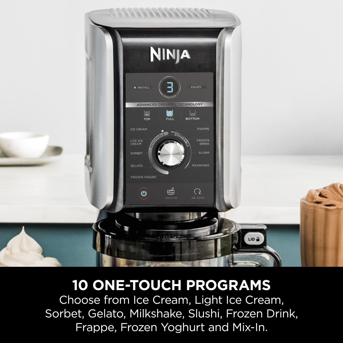 Ninja CREAMi Deluxe Ice Cream Maker & Frozen Dessert Maker with 3 Tubs, 10 Functions, Makes Ice Cream,