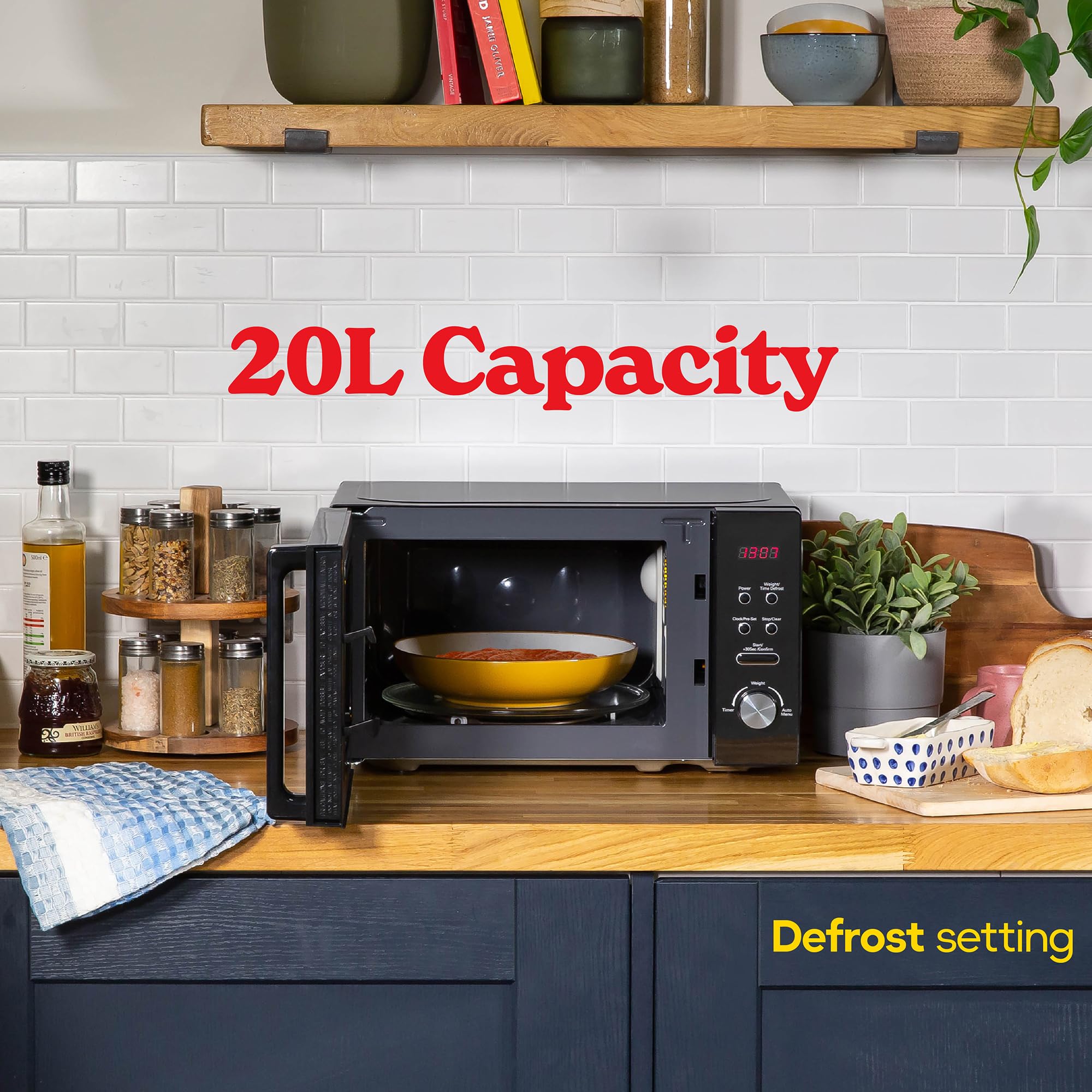 Russell Hobbs RHM2076B 20 Litre 800 W Black Digital Solo Microwave with 5 Power Levels