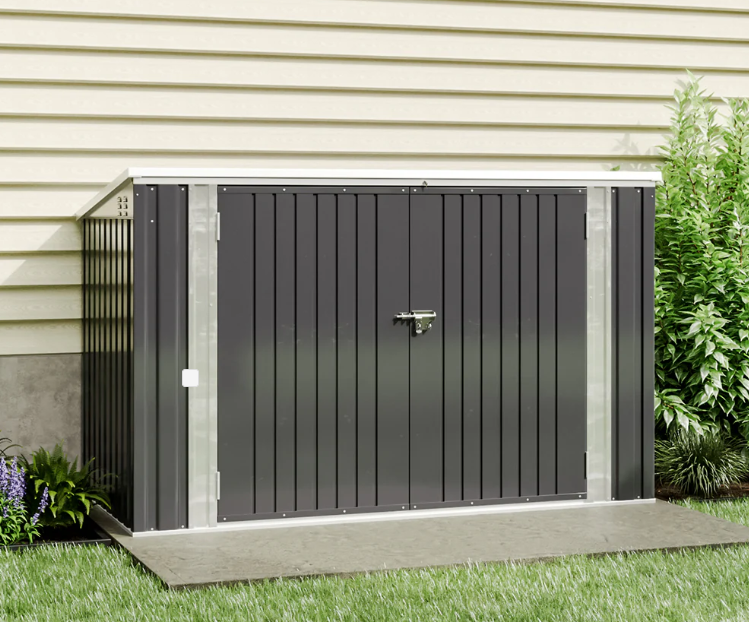 Black/Green/Grey Steel Lockable Garden Bicycle Storage Shed