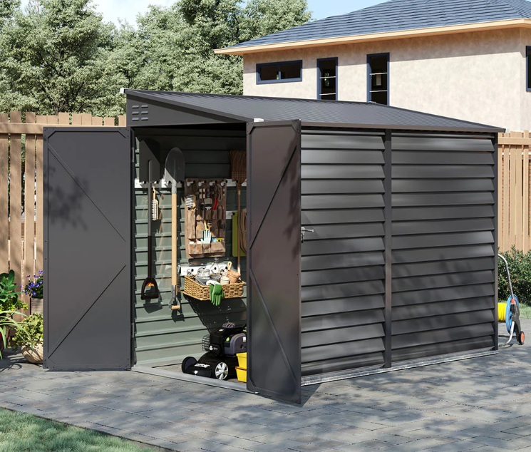Wide Outdoor Lockable Steel Storage Shed