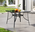 Metal Square Outdoor Dining Table with Tempered Glass Top