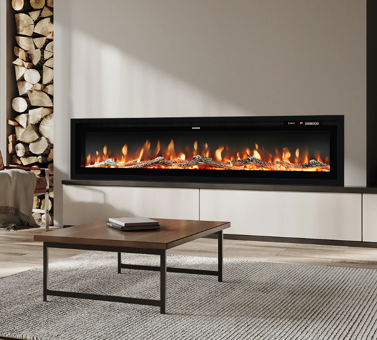 40/50/60 Inch Wall Mounted Electric LED Fireplace Fire Heater