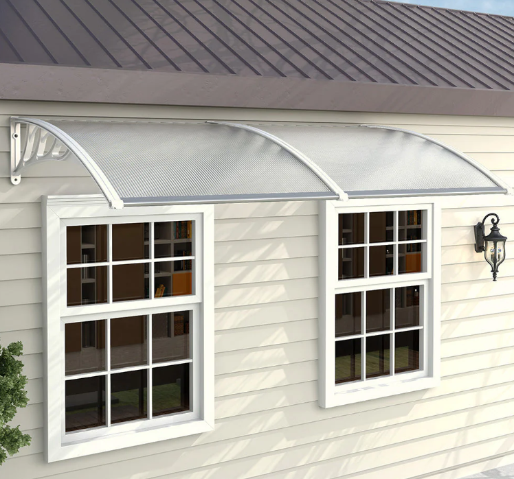 White Outdoor Curved Shielded Rain Shelter
