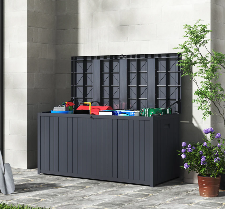 430L Grey Lockable Waterproof Garden Storage Box